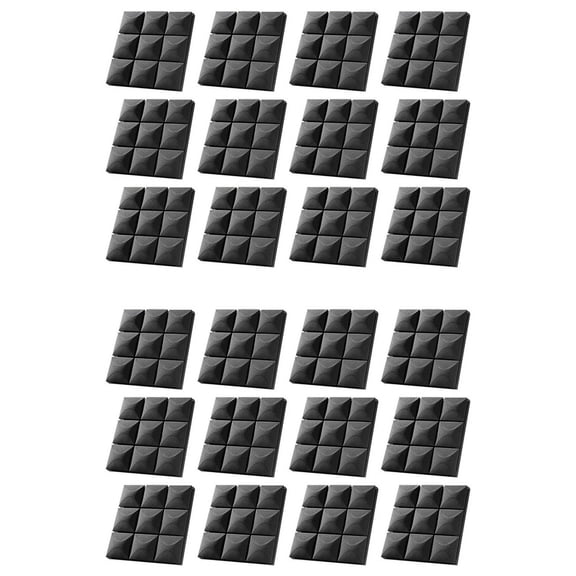 24 Pack Sound Proof Foam Panels with Self-Adhesive, 12 X 12 X 2 Inches Acoustic Panels,Soundproof Wall Panels Black,24 x Acoustic Panels,Black