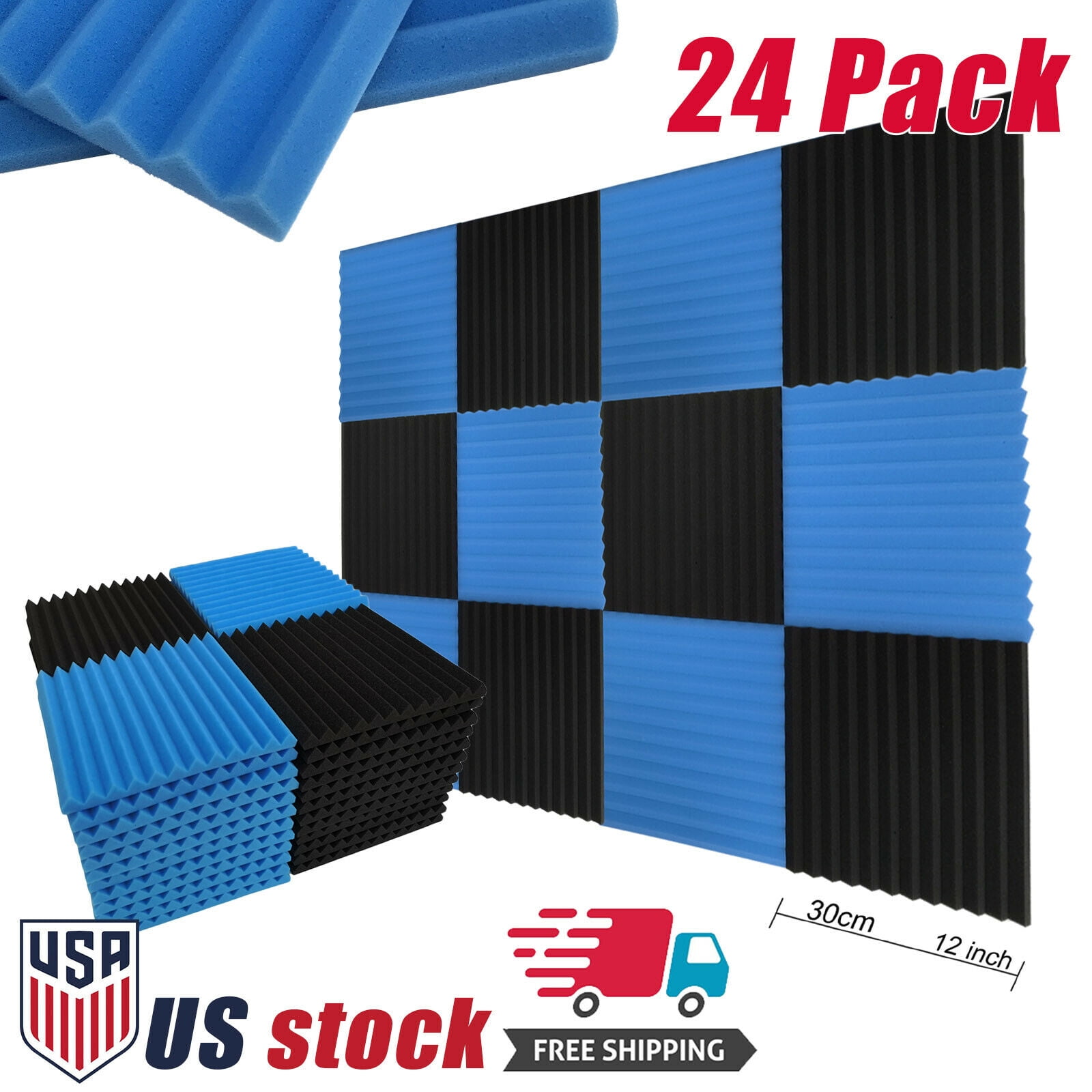 Altatac Acoustic Foam Panels Wedge Tiles For Studio Home Office etc Set of  12 - Black