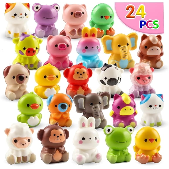 24 Pack Squishy Toys, Kyprd Party Favors for Kids Age 4-8 8-12, Squishies Animal Toys Treasure Box for Birthday Xmas Gift, Goodie Bag Mochi Stress Relief Sensory, Pinata Stuffers, Classroom Prizes