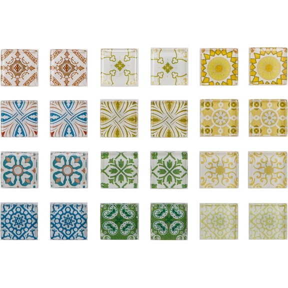 24-Pack Stained Glass Magnets, Vibrant Refrigerator Magnets with 12 Unique Patterns for Fridge, Whiteboard, and Metal Surfaces, Decorative Magnets for Notes, Photos, and Office