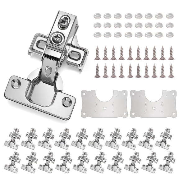 24 Pack Stainless Steel Cabinet Hinges, 1/2 Inch Overlay Face Frame 105 Degree Soft Close