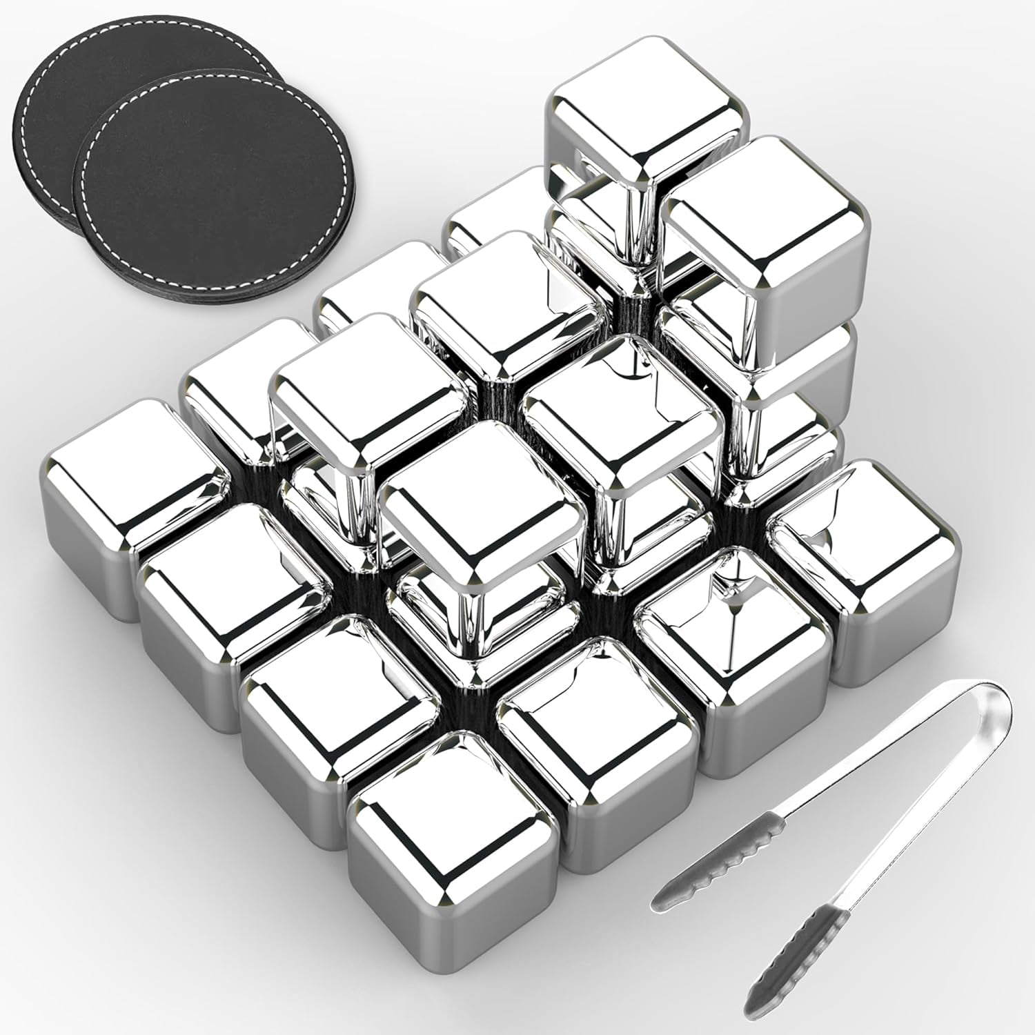 24 Pack Stainless Steel Ice Cubes Reusable - Ice Cubes Stainless with ...