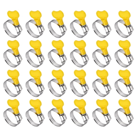 24 Pack Stainless Steel Key Hose Clamps, 22-32mm (7/8" to 1-1/4") Adjustable Worm Gear Hose Clamp with Plastic Thumb Screw, Key-Type Dryer Vent Pipe Clamps for Plumbing Automotive