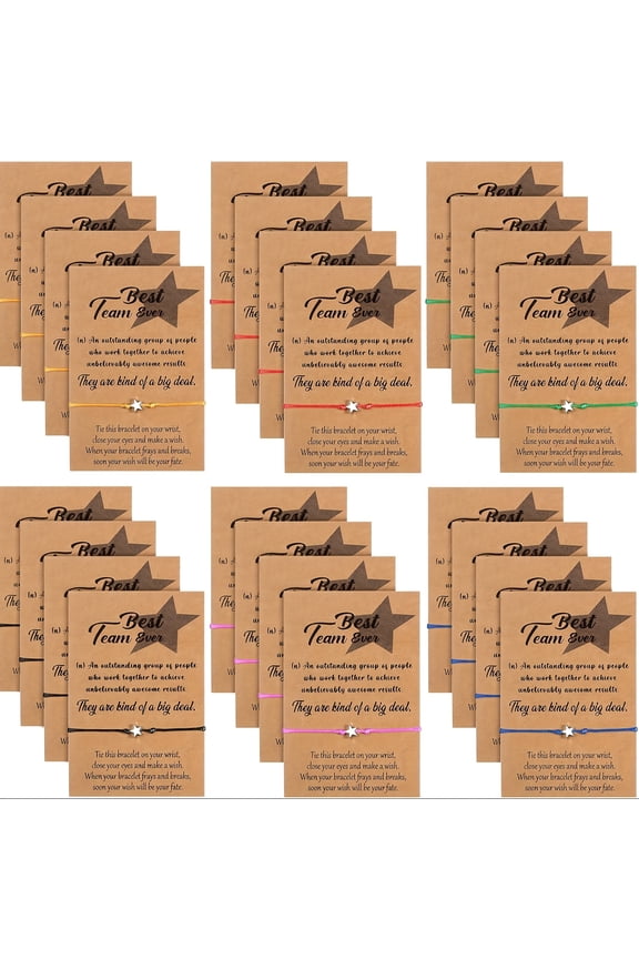 24 Pack Star Friendship Bracelets Bulk Adjustable Team Gifts Cord Bracelet Pack for Colleagues Friends & Employee Appreciation, Group Events