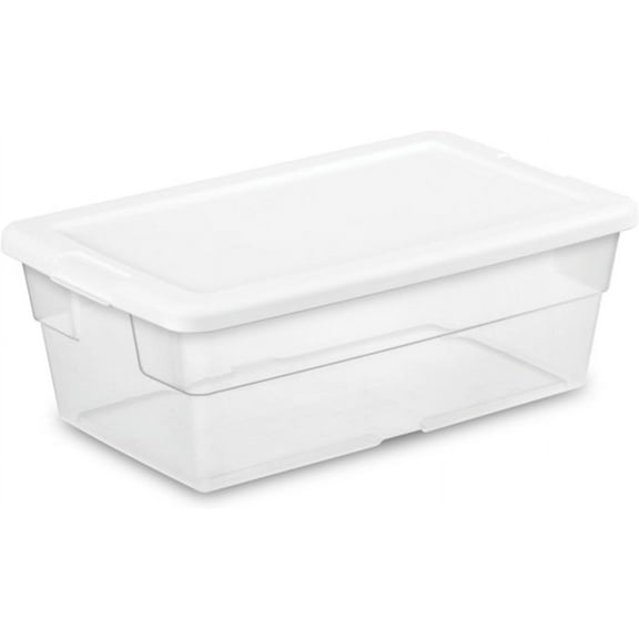 24-Pack Storage Box, Stackable Clear Plastic Bins with Snap-On Lids, 6 Quart