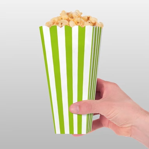 24 Pack Striped Popcorn Boxes - Carnival Parties Mini Paper Popcorn and Candy Containers, Party Supplies for Movie Nights (green)