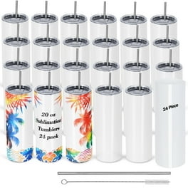 Hiipoo 8 Pack Sublimation Tumblers Bulk 20 oz Skinny, Stainless Steel Double Wall Insulated Straight Sublimation Blanks Tumbler with 10 Sublimation