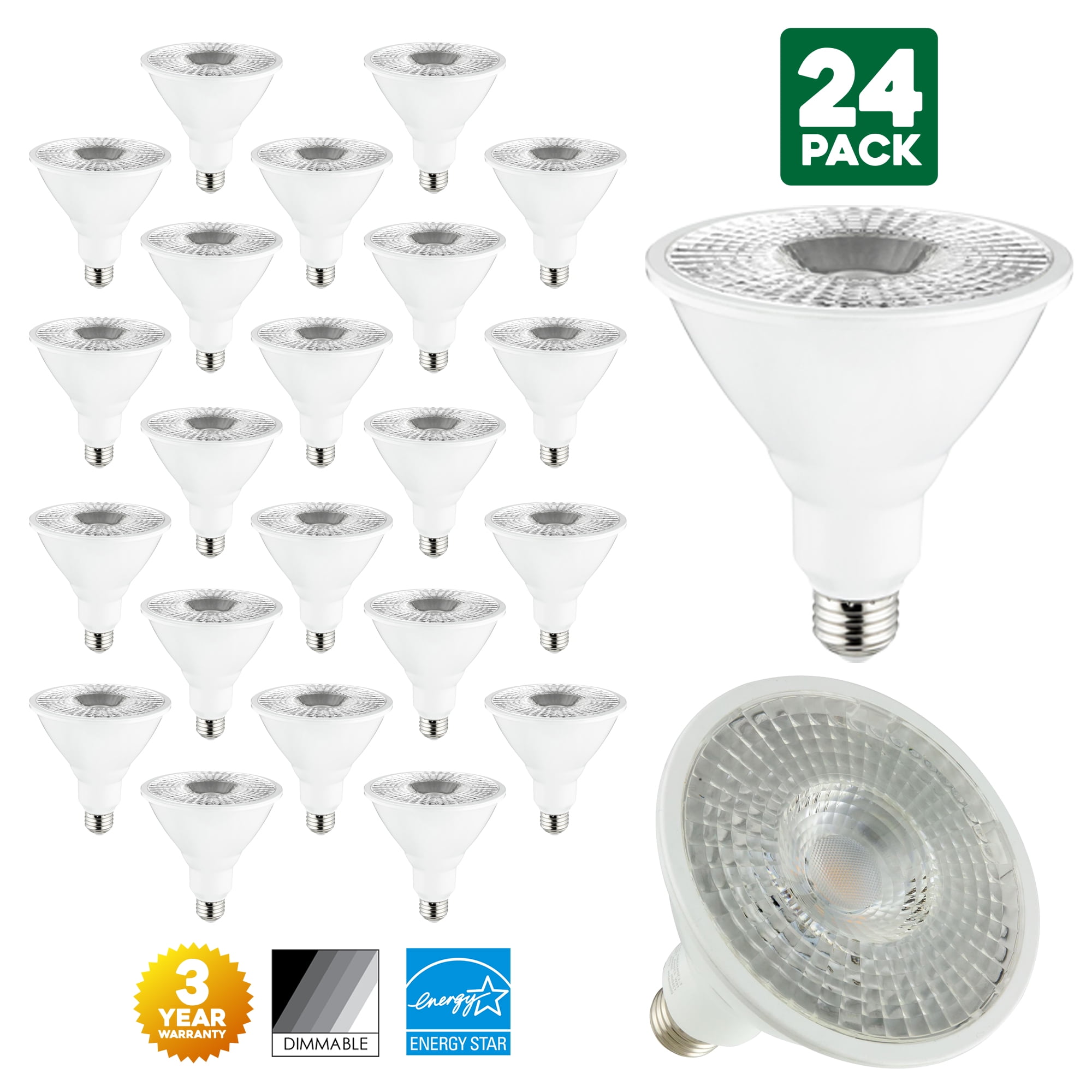 24-Pack Sunlite 18-Watt Dimmable LED PAR38 Reflector Bulb, 100W Incandescent Equivalent, Medium (E26) Base, Wide Flood, 4000K Cool White