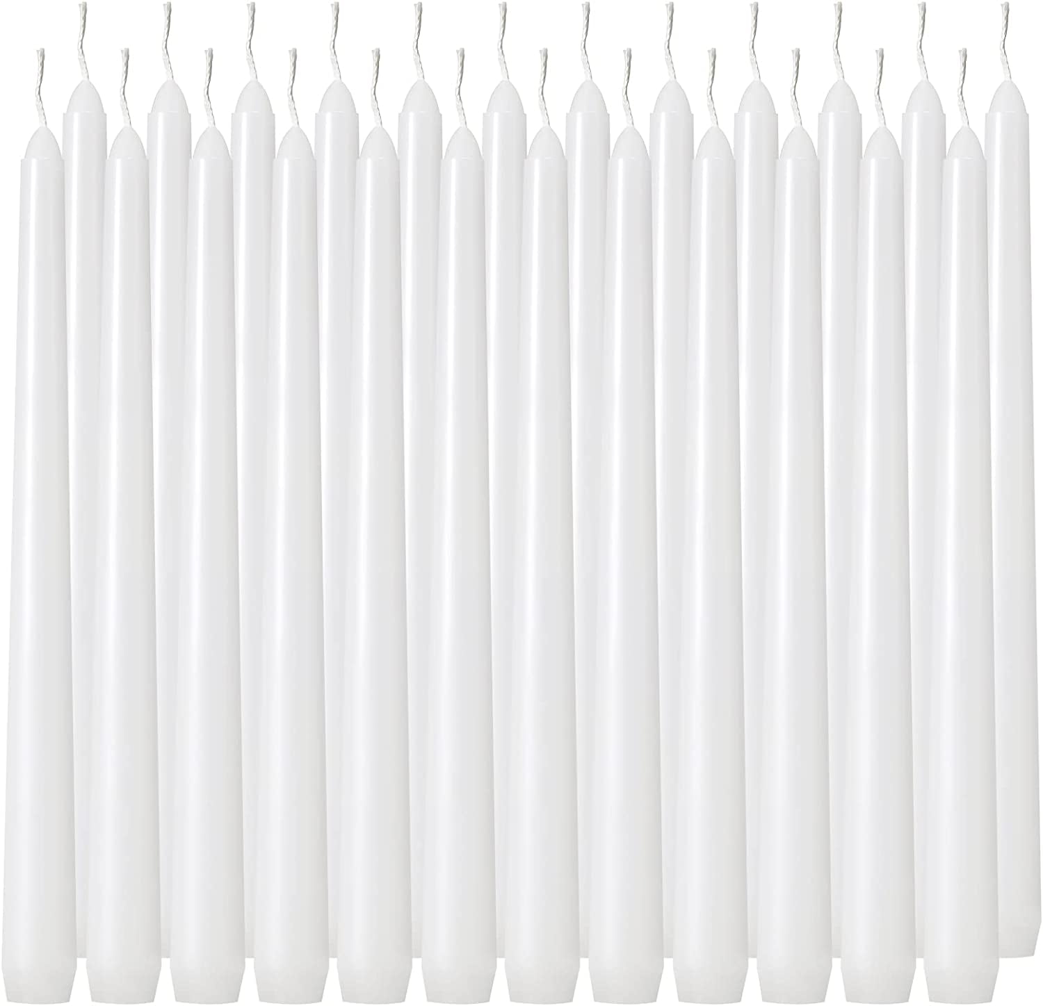 24 Pack Tall White Taper Candles, 10 inch (H) Dripless, Unscented Dinner Candle, Smokeless Taper Candles, Paraffin Wax with Cotton Wicks, 8 Hours Burn Time