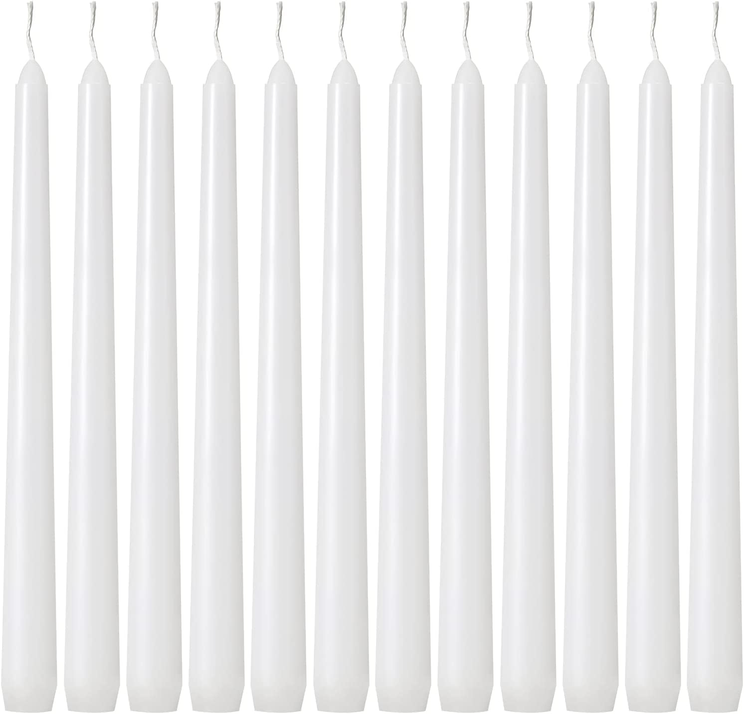 24 Pack Tall White Taper Candles, 10 inch (H) Dripless, Unscented Dinner Candle, Smokeless Taper Candles, Paraffin Wax with Cotton Wicks, 8 Hours Burn Time