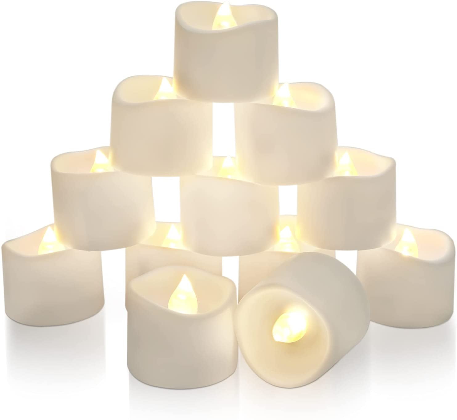 24Pack Tea Lights with Timer, Battery Operated Flickering LED Candles