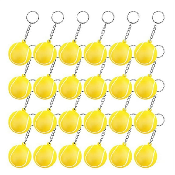 24 Pack Tennis Ball Keychains,Mini Tennis Stress Ball Keychains,Sports Ball Keychains,Carnival Reward for Boy Girls Kids