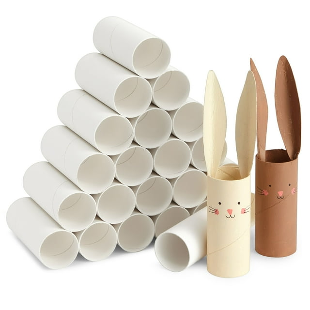 24 Pack Toilet Paper Rolls For Crafts, Empty White Cardboard Tubes for Classroom, DIY Projects