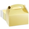 thumbnail image 1 of Juvale Metallic Gold Gable Boxes - Sturdy 300 GSM Cardstock Metallic Treat Bags - Customizable Gold Party Favors with Handles - Mini Gift Boxes for Favors - Pack of 24, 6.2 x 3.5 x 3.6 in, 1 of 10