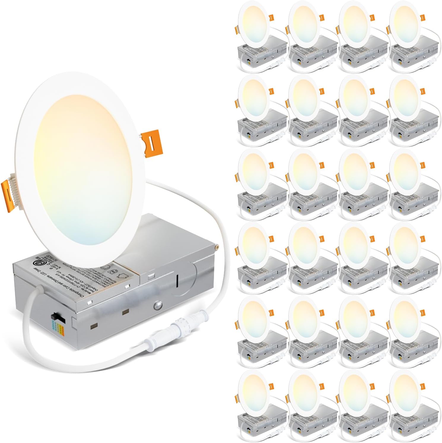 24 Pack Ultra-Thin Recessed Lighting 4 Inch with Junction Box, 800LM ...