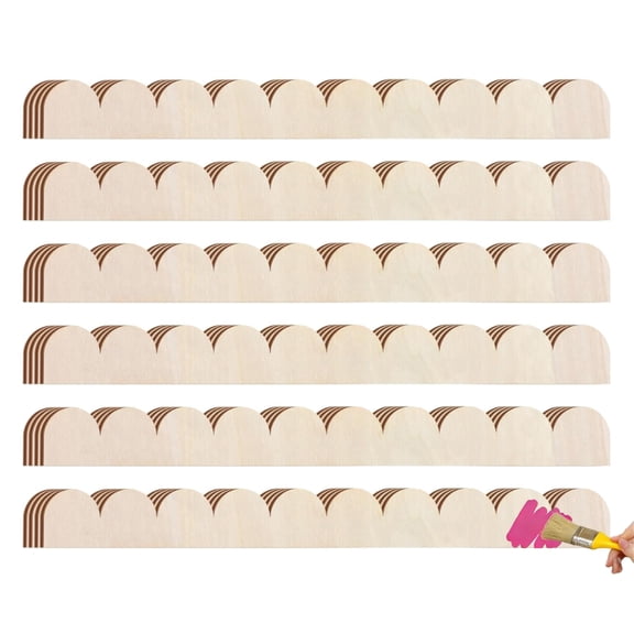 24 Pack Unfinished Scalloped Decorative Wood Trim Scalloped Edge Decorative Wood Molding Cute DIY Moulding Trim for Home Wall Cabinet Shelf and Window Door (1.57 x 15.7in)