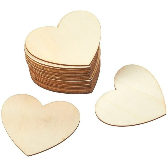 24 Pack Unfinished Wood Cutouts 3.7"x3.1"x0.1" Wooden Heart Shape Wood Craft Natural Rustic Laser Cut Out Wood Pieces for Crafts Paintable DIY Project Wedding Valentine's Day Home Decoration Gift Tags