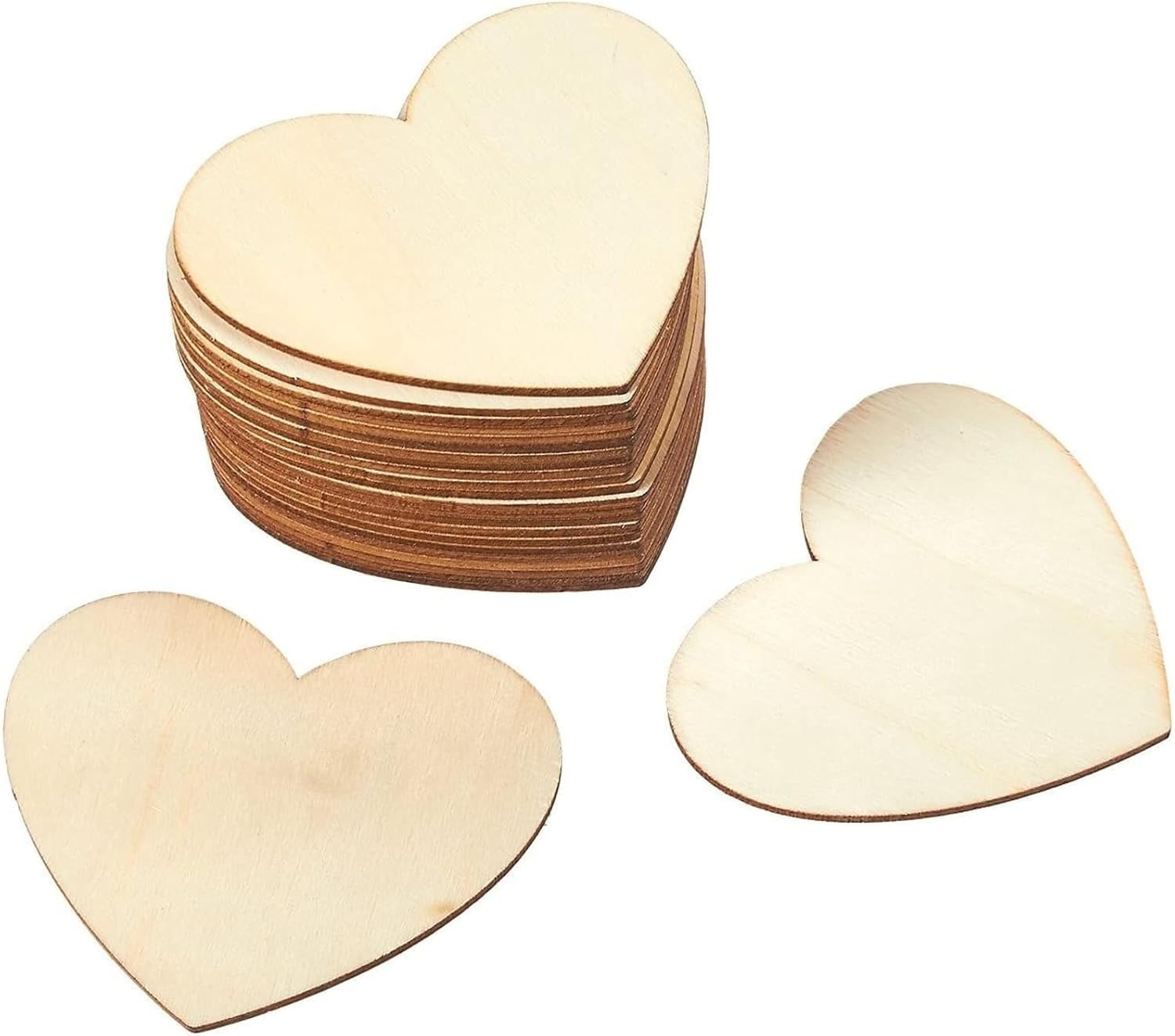 24Pack Unfinished Wood Heart Cutouts, Wooden Hearts 3.1x3.5 Inch