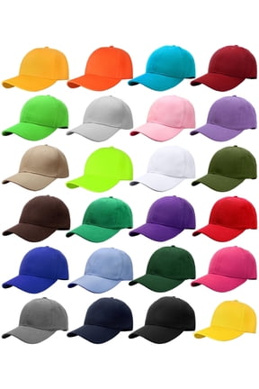 24 Pack Unisex Baseball Cap Bulk Wholesale Plain Blank Hat Adjustable Size Assorted
