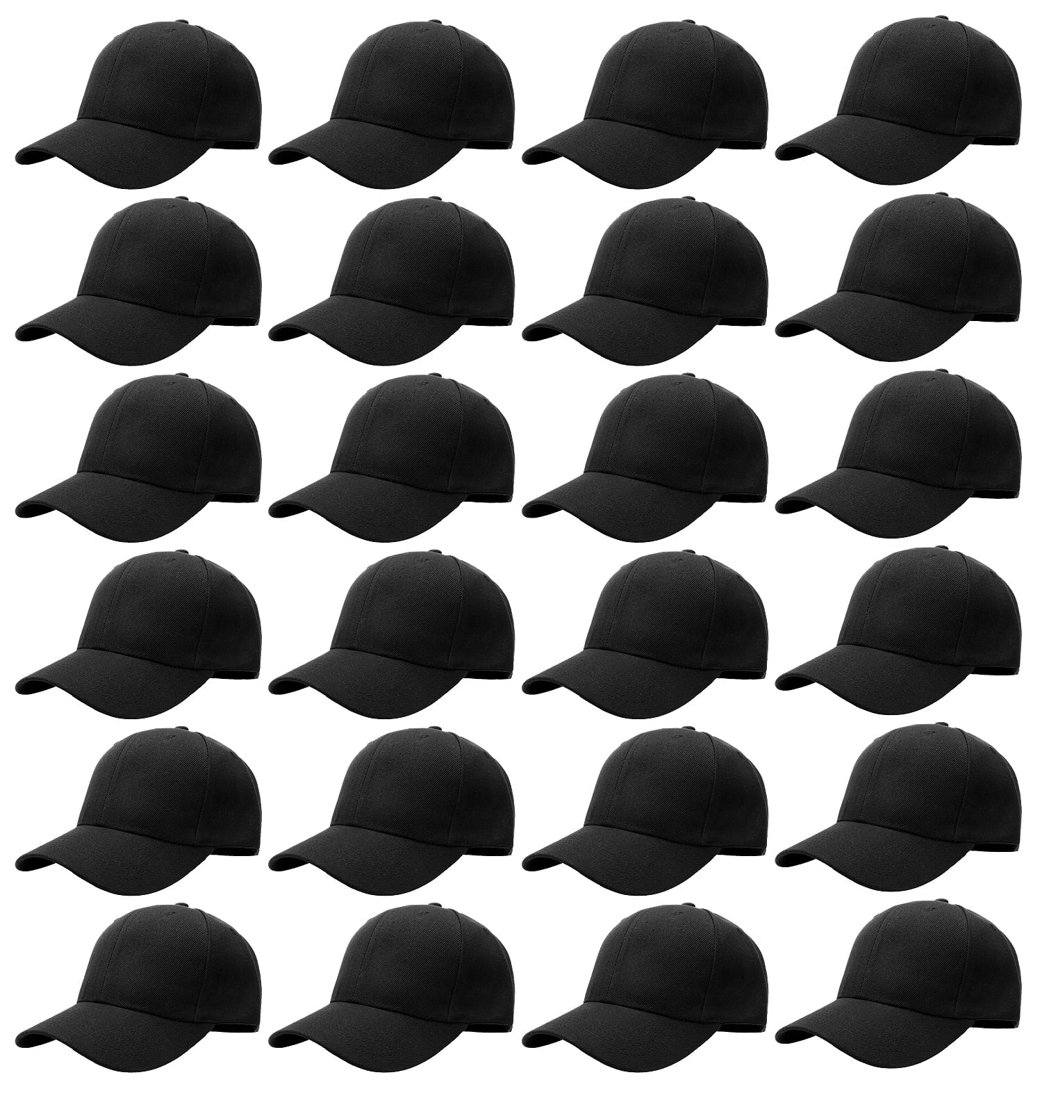 24 Pack Unisex Baseball Cap Bulk Wholesale Plain Blank Hat Adjustable Size Black Walmart