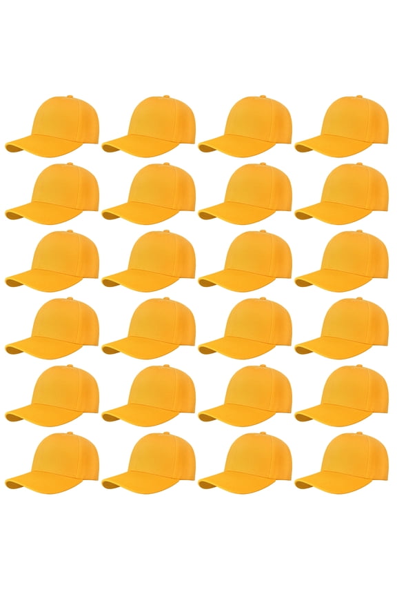 24 Pack Unisex Baseball Cap Bulk Wholesale Plain Blank Hat Adjustable Size Gold