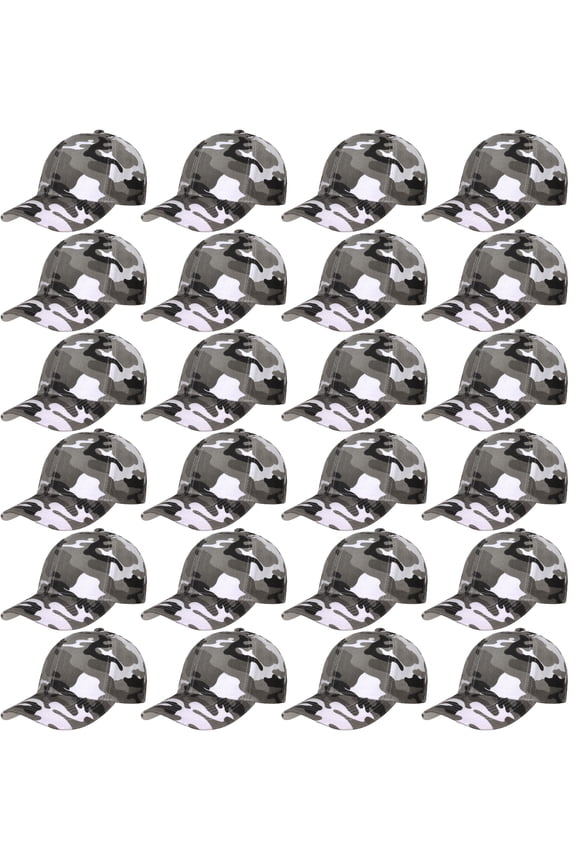 24 Pack Unisex Baseball Cap Bulk Wholesale Plain Blank Hat Adjustable Size Gray Camouflage