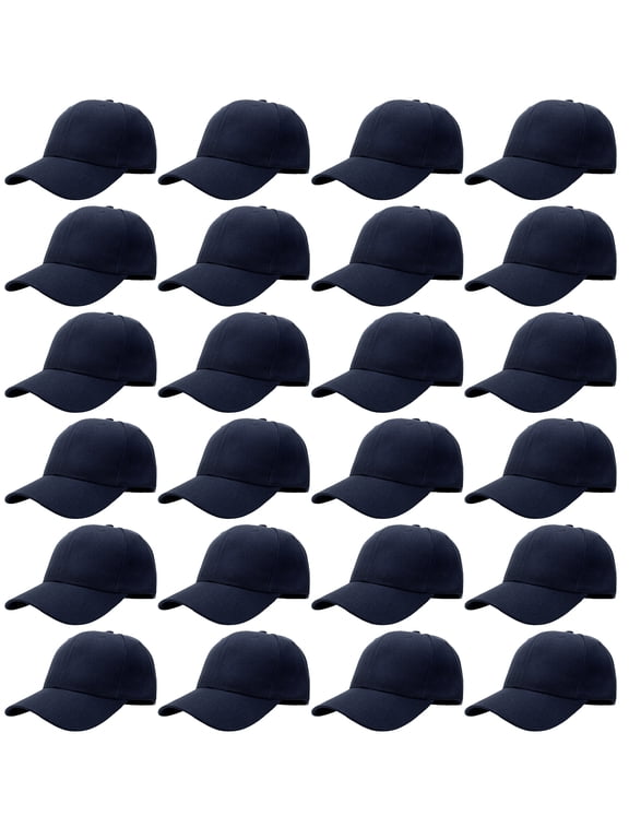 24 Pack Unisex Baseball Cap Bulk Wholesale Plain Blank Hat Adjustable Size Navy