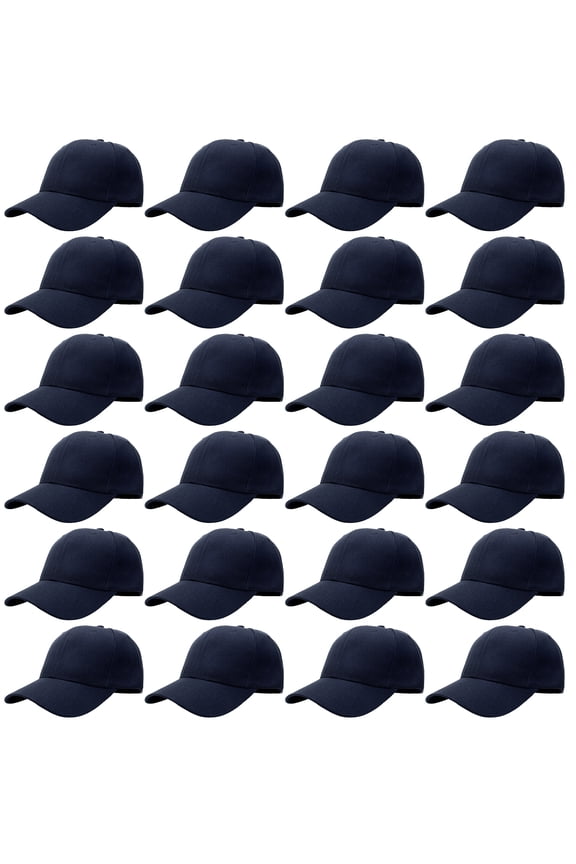 24 Pack Unisex Baseball Cap Bulk Wholesale Plain Blank Hat Adjustable Size Navy