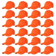 24 Pack Unisex Baseball Cap Bulk Wholesale Plain Blank Hat Adjustable Size Orange