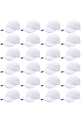 24 Pack Unisex Baseball Cap Bulk Wholesale Plain Blank Hat Adjustable Size White