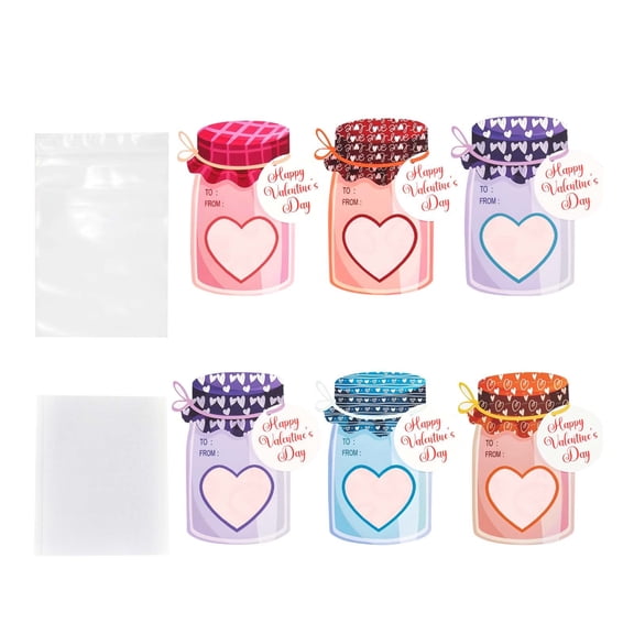 24-Pack Valentine's Day Candy Message Bottles - Mini Drifting Bottle Greeting Card Party Favors for Gifts, Candy Holders with Decorative Designs