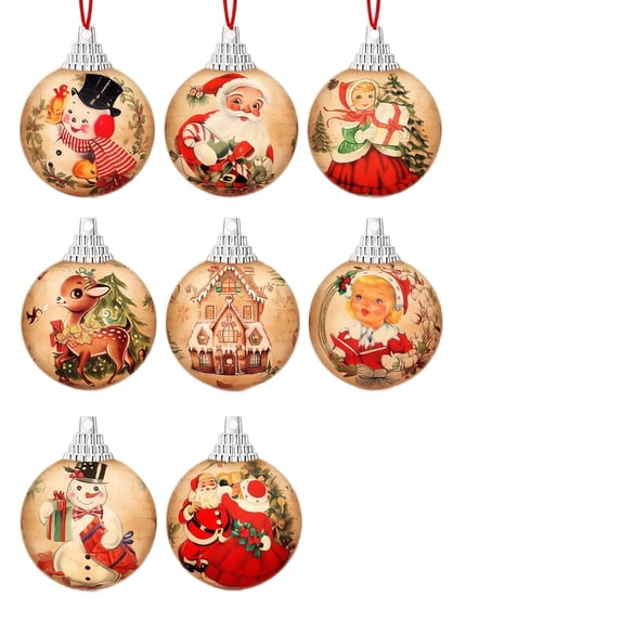 24-Pack Vintage Santa Claus Christmas Tree Ornaments Set, Retro Holiday Decor