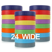 [24 Pack] WIDE Mouth Mason Jar Lids for Ball,Kerr and More - Colored Plastic Storage Caps for Mason/Canning Jars - Leak-Proof