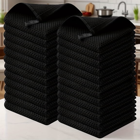 24 Pack Waffle Weave Cotton Dishcloths 12 x 12 Inch, Soft Absorbent Kitchen Towels, Quick Drying Reusable Dish Cloths for Dishwashing, Counter Cleaning, Home Kitchen Essentials Gift