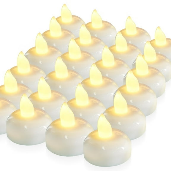 24 Pack Waterproof Flameless Floating Tealights,Warm White Battery Flickering LED Tea Lights Candles - Wedding,Party,Centerpiece,Pool & SPA