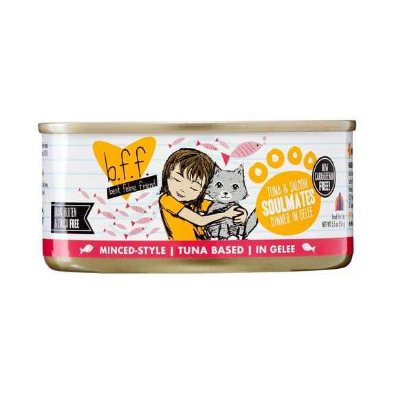 (24 Pack) Weruva BFF Soulmates Tuna & Salmon in Aspic Grain-Free Wet Cat Food, 5.5 oz. Cans