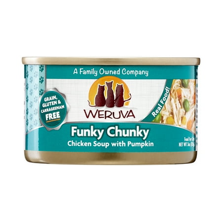 (24 Pack) Weruva Funky Chunky Chicken Soup with Pumpkin Grain-Free Wet Cat Food, 3.2 oz. Cans