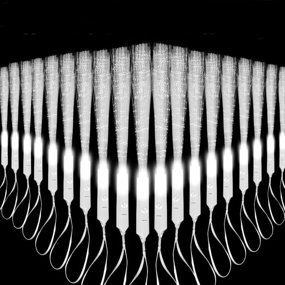 24 Pack White LED Fiber Optic Wands, Flashing Fiber Light Sticks with 3 Adjustable Light Modes, Glow in The Dark Bulk Party Favor Supplies for Wedding, Birthday & All Celebrations