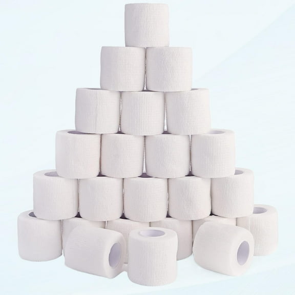 24-Pack White Self-Adhesive Bandage Wrap, 2 Inch Medical Wrap Self-Adhesive Wrap Adhesive Bandage Roll Self-Adhesive Bandage Tape First Aid Gauze