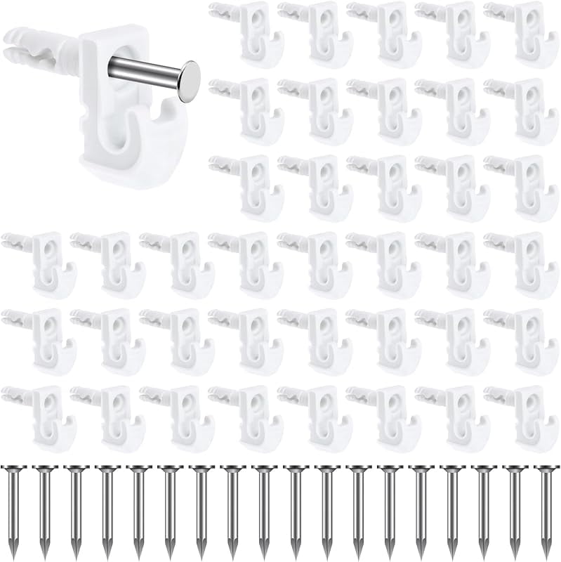 24 Pack White Down Wall Clip Closet Shelves Clips Wire Shelf Loop Clips ...