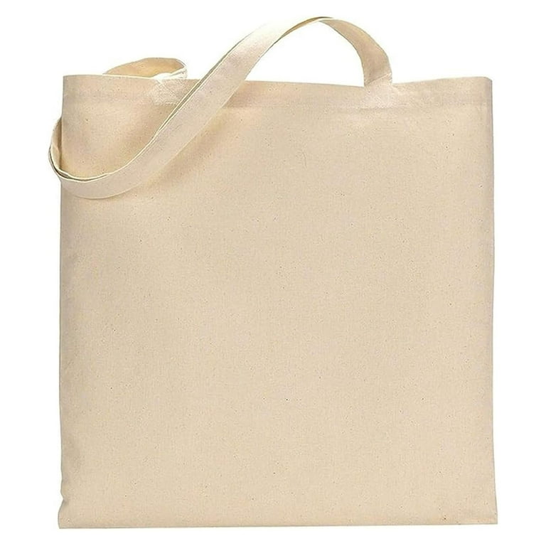 24 Pack Wholesale Cotton Canvas Tote Bags 15 x 16 Inches Natural Color 6 oz. Blank Bulk Reusable Shopping Bags with Handles Walmart