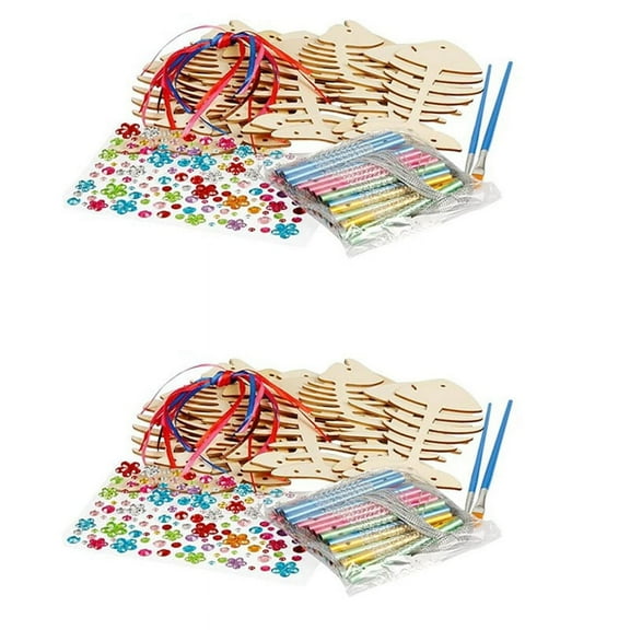 24 Pack Wind Chime Kit Spring Craft for Kids Wooden Arts and Crafts Girls Boys Make Your Own Fish