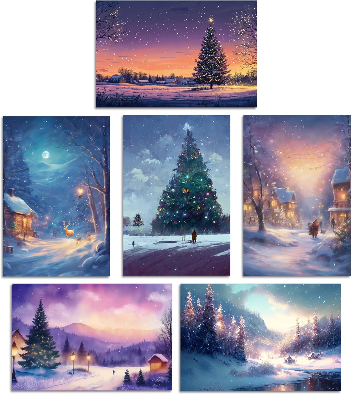24 Pack Winter Scene Christmas Cards with Envelopes & Stickers, Funny ...