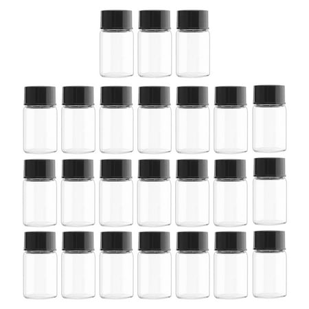 24 Pack lab sample vials 7ml Clear Glass Sample Vials with Screwcap Lab Liquid Sampling Bottles for Chemistry Lab Chemicals(Black cap)