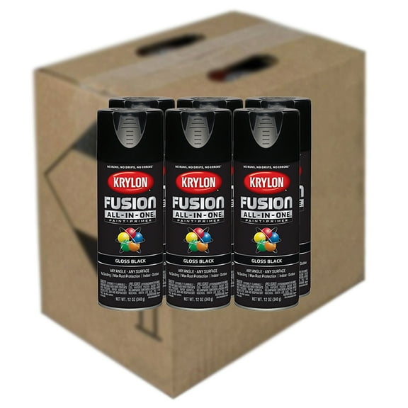 24-Pack of 12 oz Krylon K02702007 Black Fusion All-In-One Paint & Primer Spray Paint, Gloss