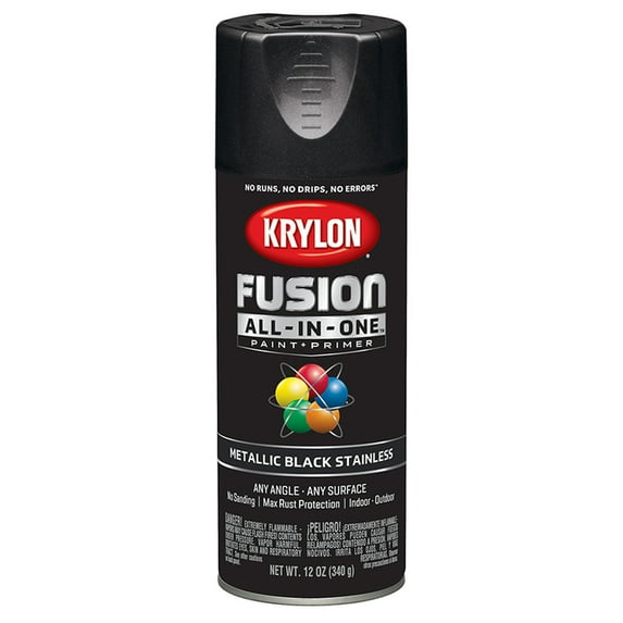 24-Pack of 12 oz Krylon K02790007 Black Stainless Fusion All-In-One Paint & Primer Spray Paint, Metallic