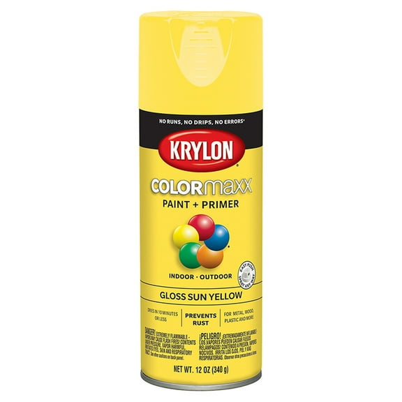 24-Pack of 12 oz Krylon K05541007 Sun Yellow COLORmaxx Paint & Primer Spray Paint, Gloss