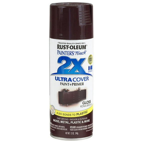 24‐Pack of 12 oz Rust‐Oleum 334038 Painter's Touch 2X Gloss Kona Brown Ultra Cover Paint + Primer Spray Paint, Gloss