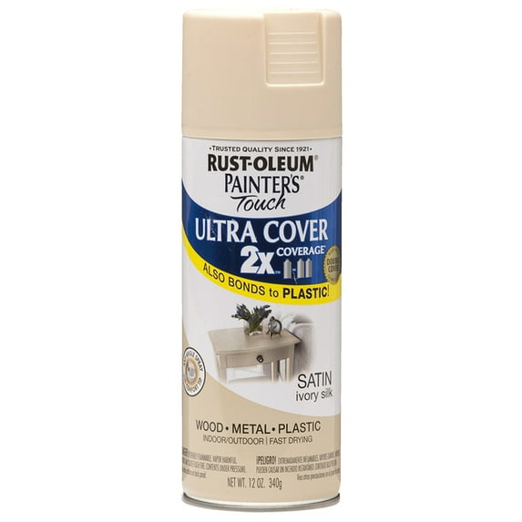 24‐Pack of 12 oz Rust‐Oleum 334073 Painter's Touch 2X Ivory Silk Ultra Cover Paint + Primer Spray Paint, Satin