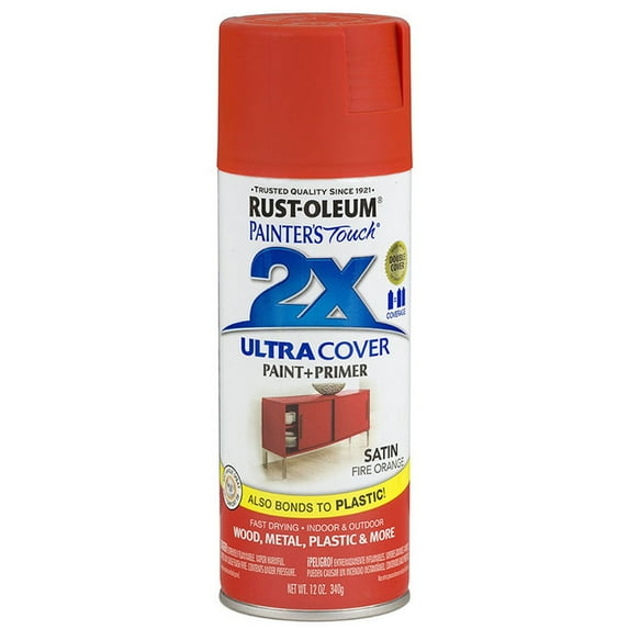 24-Pack of 12 oz Rust-Oleum Brands 263149 Fire Orange Painter’s Touch 2X Ultra Cover Paint + Primer Spray Paint, Satin